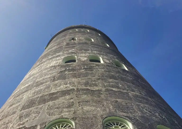 view from bottom of a lighthouse looking up
