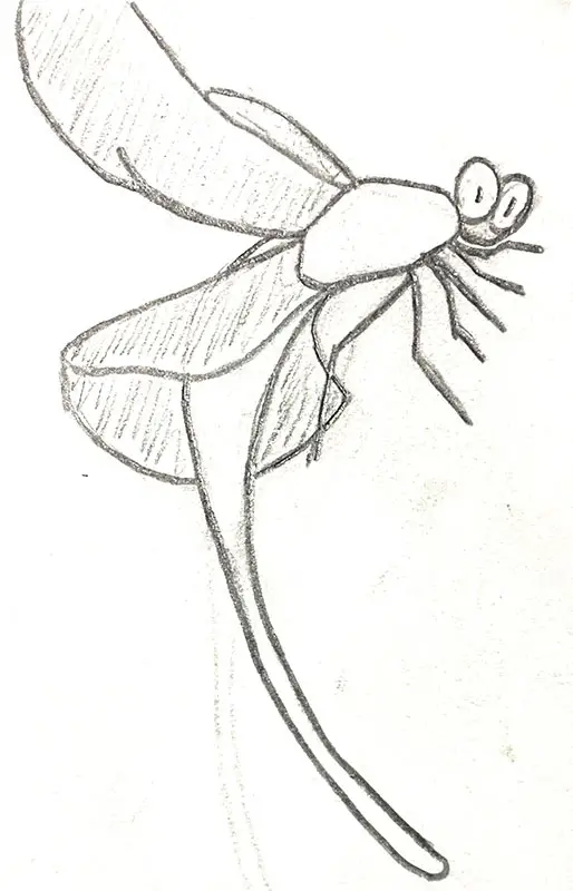 sketch of a dragon fly