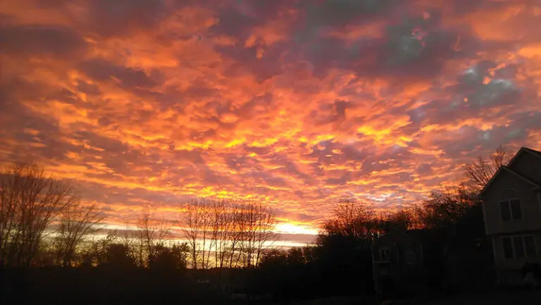 a sunset with brilliant orange sky