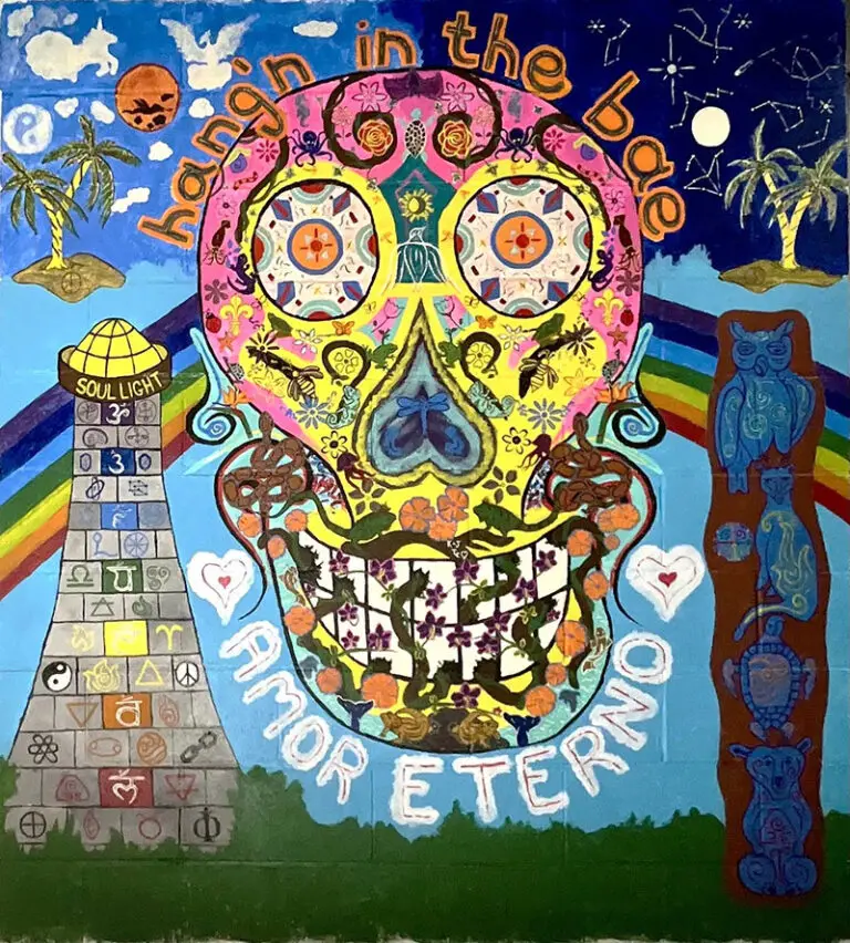 mural with hang'n in the bae wording