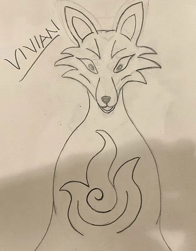 drawing of a fox named vivian